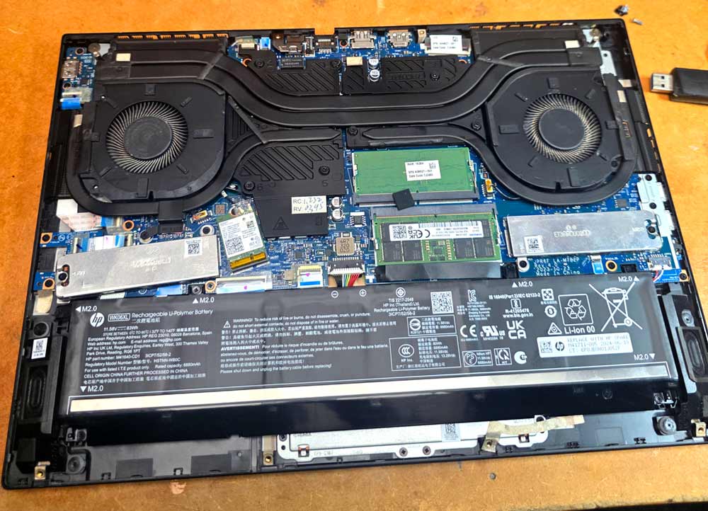 HP Omen 16 gaming laptop opened for cooling and performance service at Your Geek Friend Computers in Gloucester